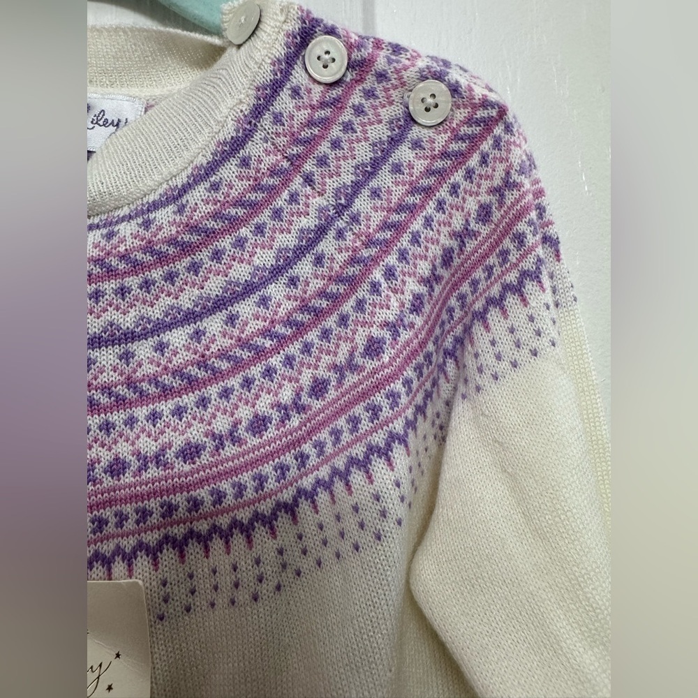 Rachel Riley London Ivory Fair Isle Knit Sweater | Girls 4Y | Wool Blend | NWT - Picture 5 of 7